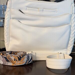 Lug Cablecar Vegan Leather off White Shoulder Crossbody Bag 2 straps